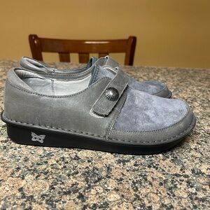 Alegria Gray Suede & Leather Slip-On Comfort Loafer